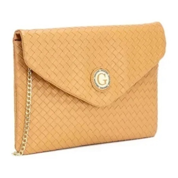 Giselle Paris Esme Woven Clutch Camel NWT